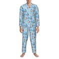 thumbnail image 3 of Naloa Cartoon Rocket With Space Men’s Pajamas Set - Long Sleeve Button Down Sleep Shirt and Pajama Bottoms Sleepwear Set-X-Large, 3 of 7