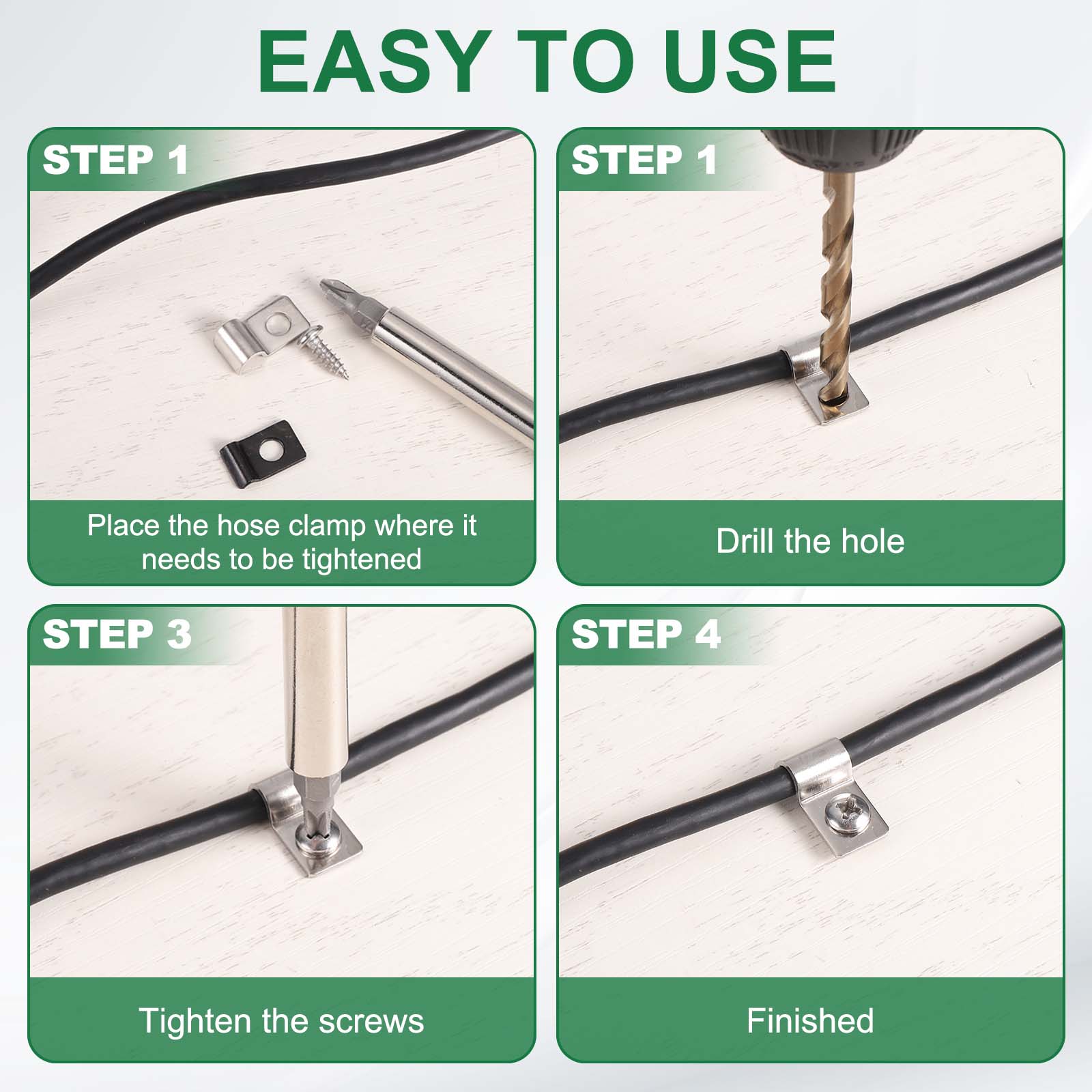 Uxcell 50Pcs 12mm(1/2") One Hole Pipe Strap, Rigid U Brackets Conduit Clamp Heavy Duty Carbon Steel Pipe Strap Clip with Self-Tapping Screws and Expansion Tube for Fixing Wire Cord