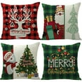 thumbnail image 3 of Yidarton Christmas Home Pillow Case Red Checkered Christmas Cushion Cover Santa Claus Printed Pillowcase, 3 of 7