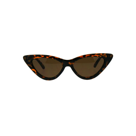 Womens Trendy Minimal Squared Cat Eye Mod Plastic Goth Sunglasses Tortoise Brown