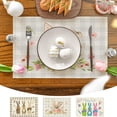 thumbnail image 7 of Anuirheih Easter Placemats 18x12'', Vintage Easter Bunny Linen Washable Table Mats Spring Placemats for Kitchen Dining Party, 7 of 7