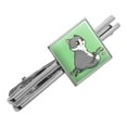 thumbnail image 1 of Kawaii Cute Cat with Bird Feathers Square Tie Bar Clip Clasp Tack- Silver or Gold, 1 of 4