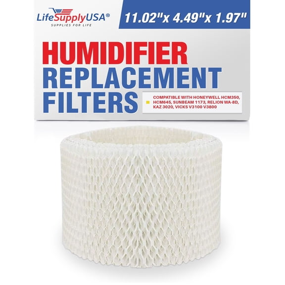 Filter A Humidifier Filter Replacement Wick Compatible with Honeywell HCM350, HCM645, Sunbeam 1173, Relion WA-8D, Kaz 3020, Vicks V3100 V3800 by LifeSupplyUSA