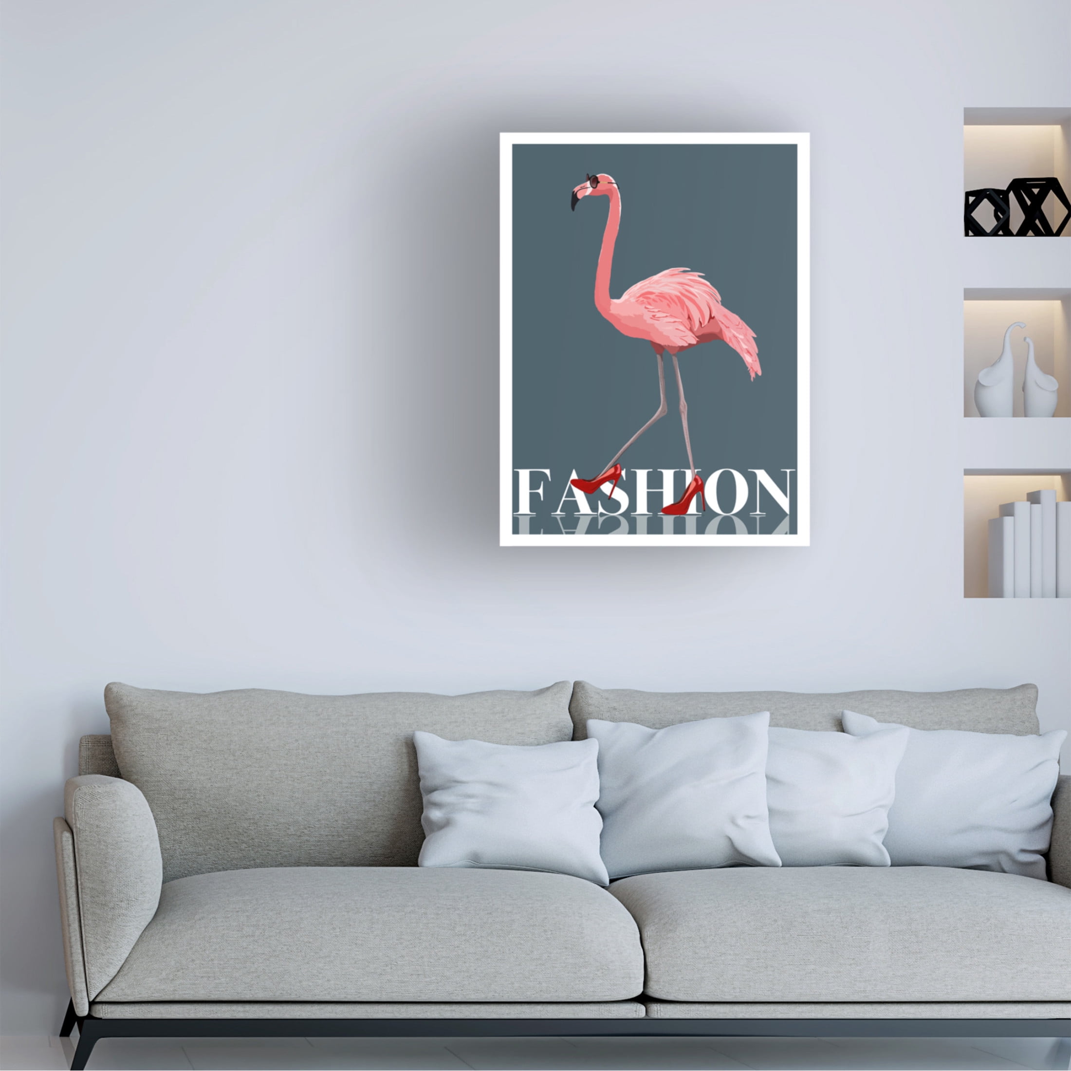 Canvas Wall Art - Bykammille  'Fashion Flamingo' Wall Art for Living Room, Bedroom, or Office Décor by Trademark Fine Art - 24 x 32 Inches