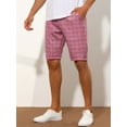 thumbnail image 2 of Unique Bargains Men's Plaid Shorts Straight Fit Comfort Flat Front Checked Shorts 36 Pink, 2 of 6