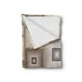 thumbnail image 2 of Geometric Soft Flannel Fleece Blanket, Various Cubic and Square Form Pattern Design Vintage Style Retro Graphic Print, Cozy Plush for Indoor and Outdoor Use, 70" x 90", Brown Cream, by Ambesonne, 2 of 5