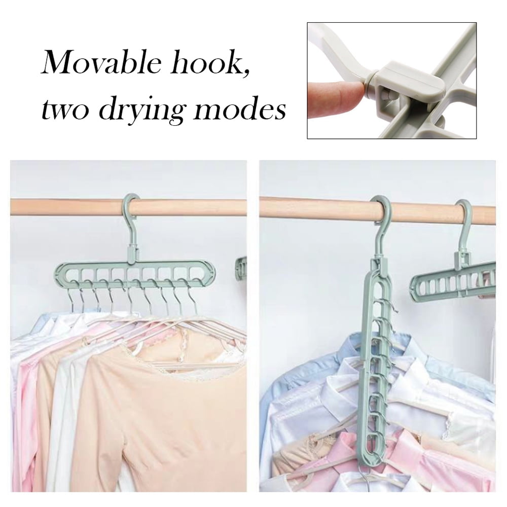 Nine Holes Rotating Hanger Magic Multi-function Folding Clothes Hanger ...