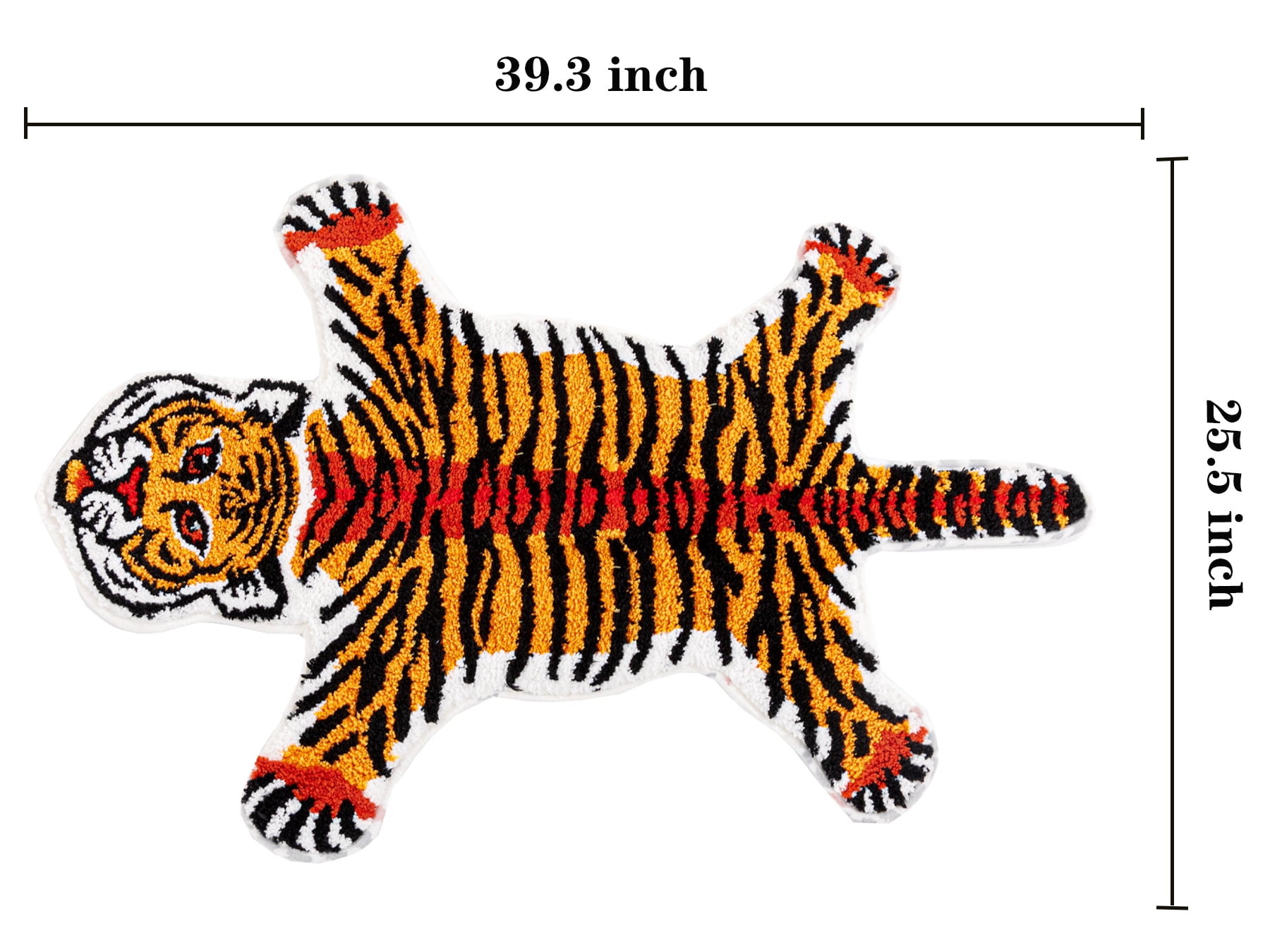 yingda1992 Orange Tiger Bath Mat for Bathroom Cute Tiger Print Funny Cartoon Non Slip Animal Shaped Absorbent Bathtub Mat Plush Shower Door Mat Decor 39.3x25.5 Inch