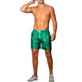 thumbnail image 2 of INSPIRE CHIC Metallic Short Pants for Mens Drawstring Elastic Waist Holographic Plaid Hot Shorts 28 Green, 2 of 6