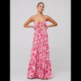 thumbnail image 3 of Vestido de Verano con Estampado Floral para Mujer, con Tirantes Finos, Aberturas y Lazo en la Parte Delantera, Holgado, Estilo Bohemio. Rosa L, 3 of 5