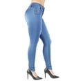 thumbnail image 4 of Fashion2Love Women's Juniors Butt Lift Push Up Mid Waist Ripped Distressed Skinny Jeans, 4 of 9