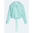 thumbnail image 6 of Free Assembly Women's and Women's Plus Cotton Poplin Tie Waist Shirt with Long Sleeves, Sizes XS-4X, 6 of 7