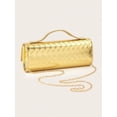 thumbnail image 5 of REMANLAND Woven Leather Rectangle Clutch Bag, Evening Handbag with Detachable Chain Strap for Wedding Party Prom, 5 of 6