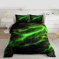 thumbnail image 2 of Feelyou Teen Futuristic Lightning Bedding Comforter Set, Neon Green Stripes Twin Comforter Sets, Natural Weather Storm Reversible Bedding Set, Breathable Home Decor, 2-Piece, 2 of 8