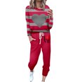 thumbnail image 1 of Wyzesi Ensemble de Shorts pour Femmes, Mode Décontractée Automne et Hiver, Col Rond Imprimé, Manches Longues, Poches, Cordon de Serrage, Taille Élastique, Pantalon, Costume de Sport, Shorts en Jean, Entrejambe pour Femmes, 1 of 4