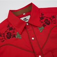 thumbnail image 4 of COEVALS CLUB Men's Western Cowboy Embroidered Shirts Long Sleeve Pearl Snap Dress Button up Cotton Shirts P2-4 Red 4X-Large, 4 of 7