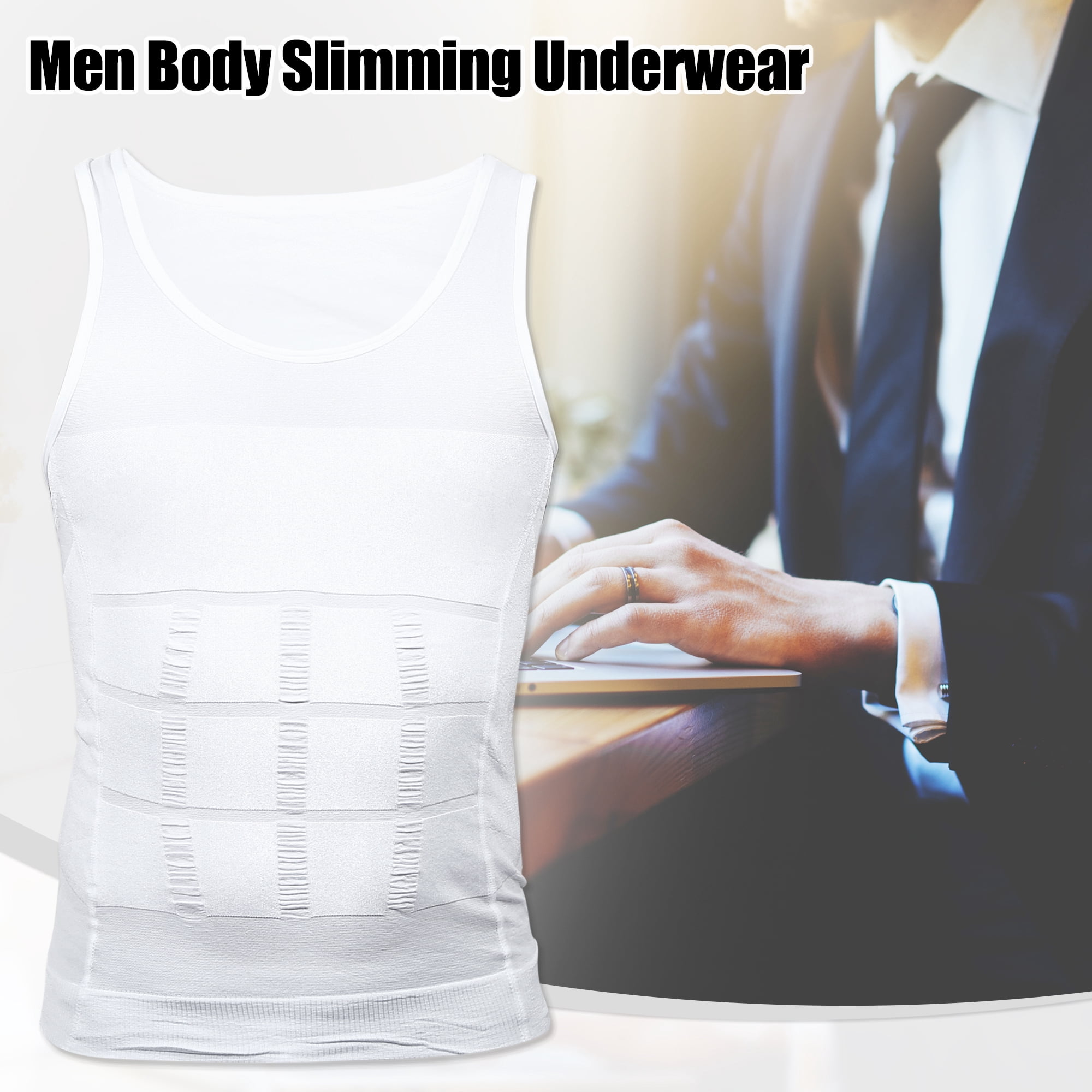 Unique Bargains Men Body Slimming Tummy Shaper Underwear Stretch Shapewear Waist Girdle XL White