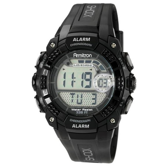 Armitron 40-8209BLK Mens Black Case LCD Module Black Strap Watch