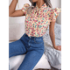 thumbnail image 5 of Blusas de Verano de Corta con Volantes para Mujer 2025, Blusas Bohemias de Informales, Elegantes y con Cuello Floral y Ribete Moderno. Albaricoque L, 5 of 7