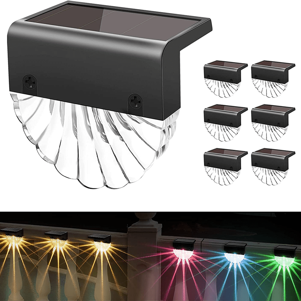 6 Pck Solar Deck Lights Fence Post Solar Lights for Patio Pool Stairs Step and Pathway, Weatherproof LED Deck Lights Solar Powered Outdoor Lights, 7 Color Glows + Warm White Light 6 Pck Solar Deck Lights Fence Post Solar Lights for Patio Pool Stairs Step and Pathway, Weatherproof LED Deck Lights Solar Powered Outdoor Lights, 7 Color Glows + Warm White Light