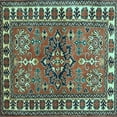 thumbnail image 1 of Ahgly Company Indoor Square Geometric Light Blue Traditional Area Rugs, 4' Square, 1 of 4