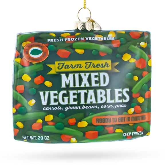 Mixed Vegetables Frozen Box Glass Christmas Ornament