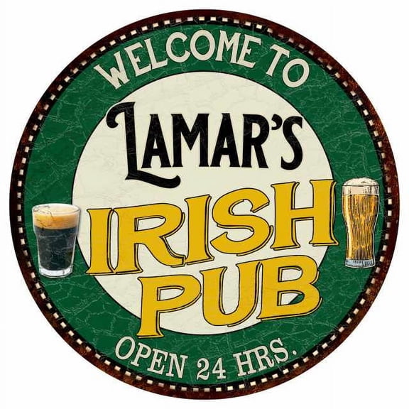 Lamar's Irish Pub 14" Round Metal Sign Kitchen Bar Wall Decor 100140036195