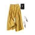thumbnail image 5 of Laqbezok Women's Cotton Linen Wide Leg Pants, Elastic Waist Cropped Culottes with Pockets, Summer Casual Loose Trousers Summer Beach Capri Pants for Daily Wear, 5 of 5