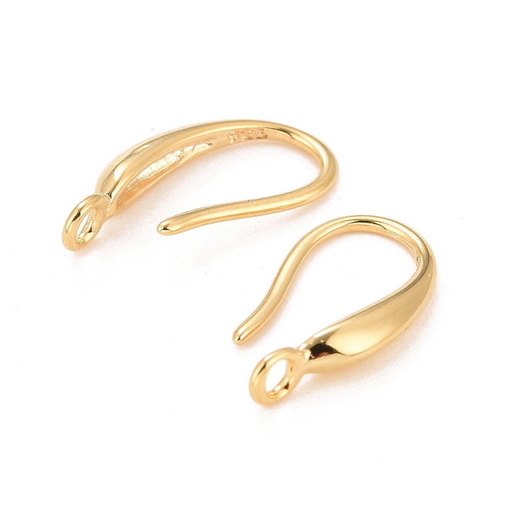 Rack Plating Eco-friendly Brass Earring Hooks with Vertical Loop Lead Free & Cadmium Free Real 24K Gold Plated 16x2.5mm Hole: 1.5mm 18 Gauge Pin: 1mm