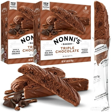 Nonni's Chocolate Biscotti Italian Cookies BSL1- 2 Chocolate Italian Biscotti Cookies w/Dark Chocolate - Biscotti Individually Wrapped Cookies - Kosher Chocolate Coffee Cookie 6.88 oz