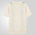 thumbnail image 4 of Telankuip Mens Casual Knit Polo Shirts Short Sleeve Vintage Striped Quarter Button Lapel T-Shirt Stretchy Slim Fit Vacation Shirt Trendy Color Block Business Casual Tee Tops Beige XL, 4 of 5