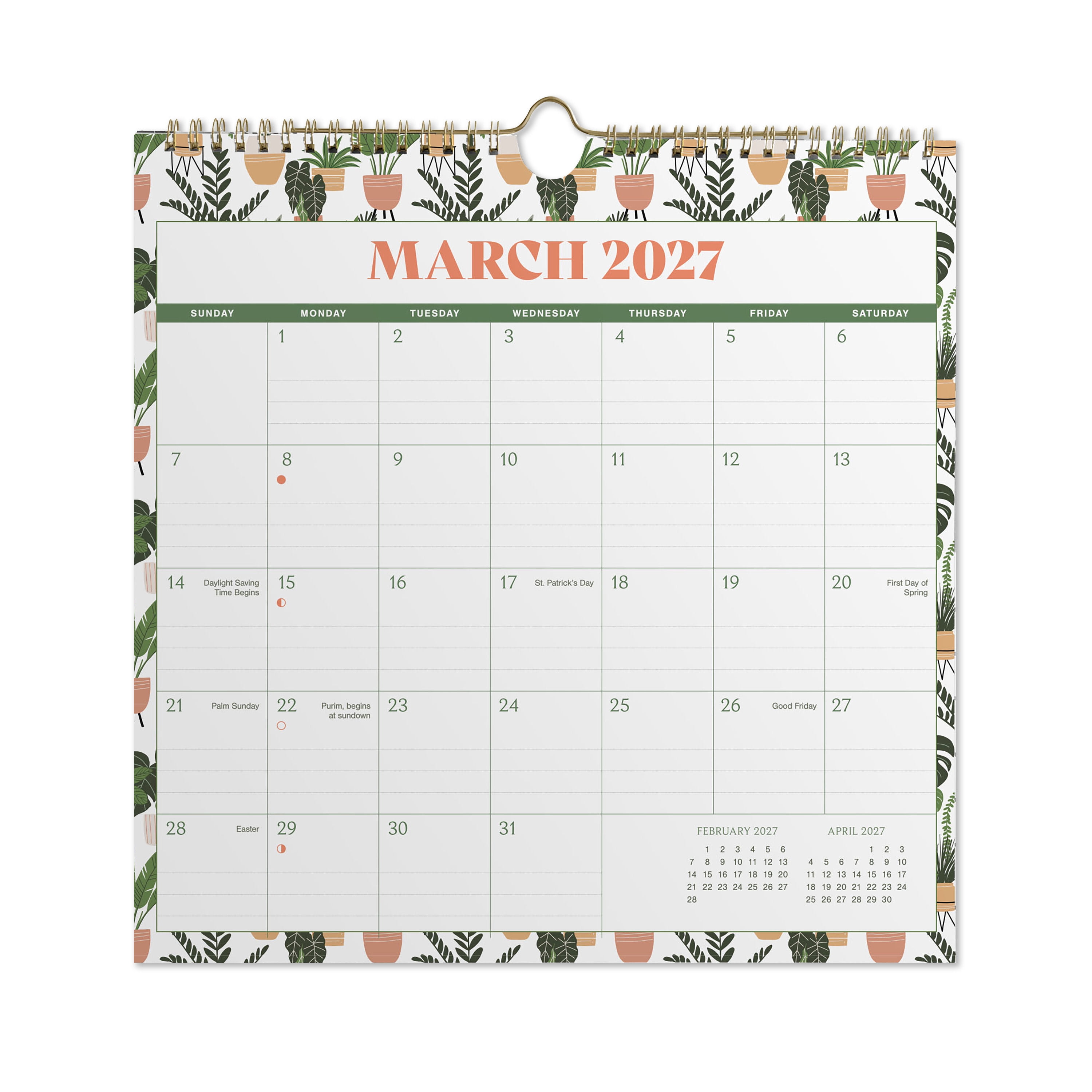 2027 Pen+Gear Succulents Spiral Calendar 12x12 January-December Gridded