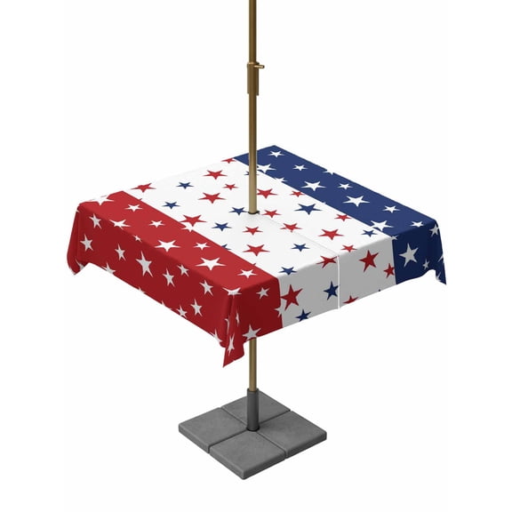 4th of July Outdoor Tablecloth with Umbrella Hole and Zipper Patriotic Stars USA Flag Square Tablecloths 54x54 Inch Waterproof Red White and Blue Stripes Patio Table Cover for Outdoor Tables Party