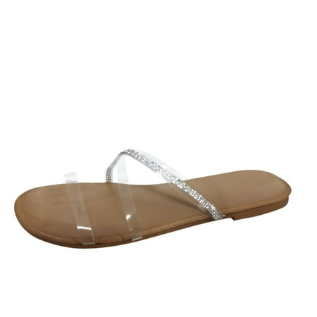 

Summer Women s Casual Shoes Breathable Outdoor Diamond Pure Color Slippers Pu Khaki slipper for Women