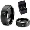 thumbnail image 4 of Gifts for Dad Gamer Set of 2 Black Tungsten Metal 90th Birthday Gift Unique Mens Ring Mom, 4 of 8
