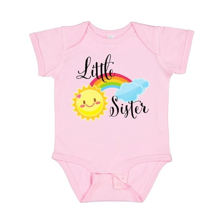 

Inktastic Little Sister- Sun and Rainbow Gift Baby Girl Bodysuit