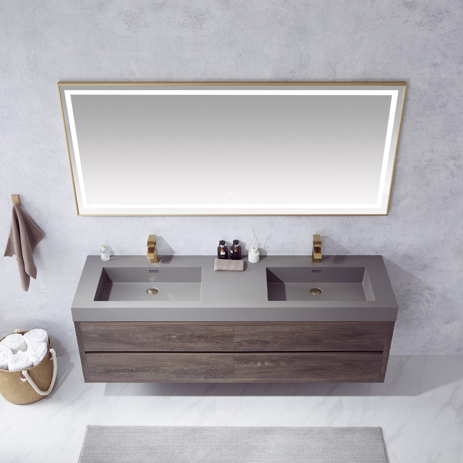 Miseno Mv703172 Palencia 72" Free Standing Double Basin Vanity Set - North Carolina Oak