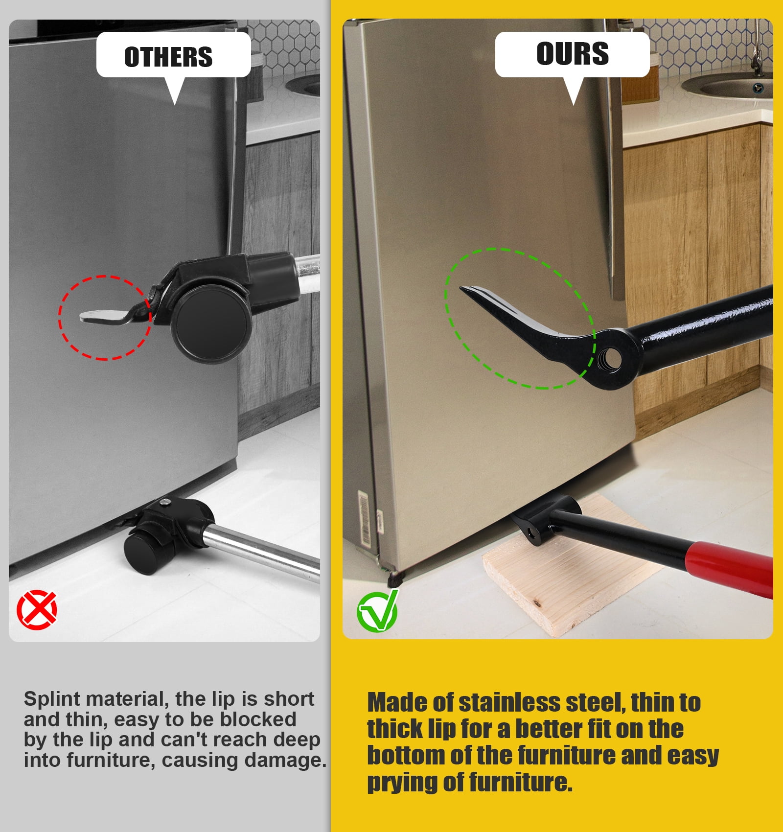 Furniture Lift Mover Tool Set - Furniture Movers Can Withstand Up to 800 Ibs, 360°Sliding Function, Furniture Lifter Have Self-Adjusting Bases， Heavy Item Furniture Moving Tool Without Falling