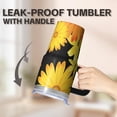 thumbnail image 5 of Sunflower 20oz Stainless Steel Tumbler with Handle and Straw – Insulated Travel Cup with Sliding Lid, 360° Full Wrap Printed Mug for Home, Outdoor & Sports Use, Foral, 5 of 6