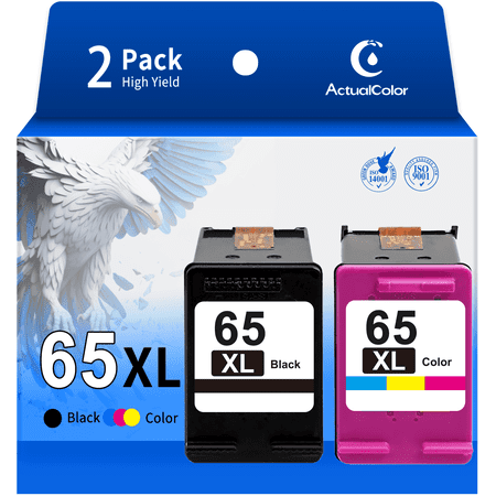 65XL Ink for HP 65 Ink Cartridge for HP Ink 65 Black and Color for DeskJet 3772 3755 3700 Envy 5055 5000 5010 Printer (2 Pack)