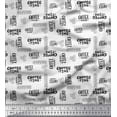 thumbnail image 1 of Soimoi White Cotton Duck Fabric Coffee Time Text Printed Craft Fabric by the Yard 56 Inch Wide, 1 of 5