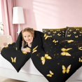 thumbnail image 5 of Homewish Glowing Butterfly Full Size Bedding Sets for Girls, Black Gold Full Size Bed in a Bag, Black Reversible, 7 Pieces, 5 of 7