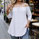 thumbnail image 1 of TaTaai Women's Plus Size 3/4 Sleeve Long Sleeve Top, Court-style Lock Cutout One-shoulder Hollow Out Fashion Blouse Gift, 1 of 6