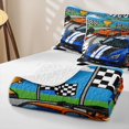thumbnail image 4 of Castle Fairy Cartoon Race Car Quilt Full,Trophy Print Full Bedspread Sets for Bedroom,Blue Green, 4 of 7