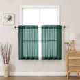 thumbnail image 2 of MKHILL 36 Inch Short Sheer Curtains 2 Panels Set, 42x36 Light Filtering Voile Drapes for Laundry RV Bedroom Small Window, Rod Pocket Panels, Each 42" W x 36" L, Hunter Green, 2 of 9