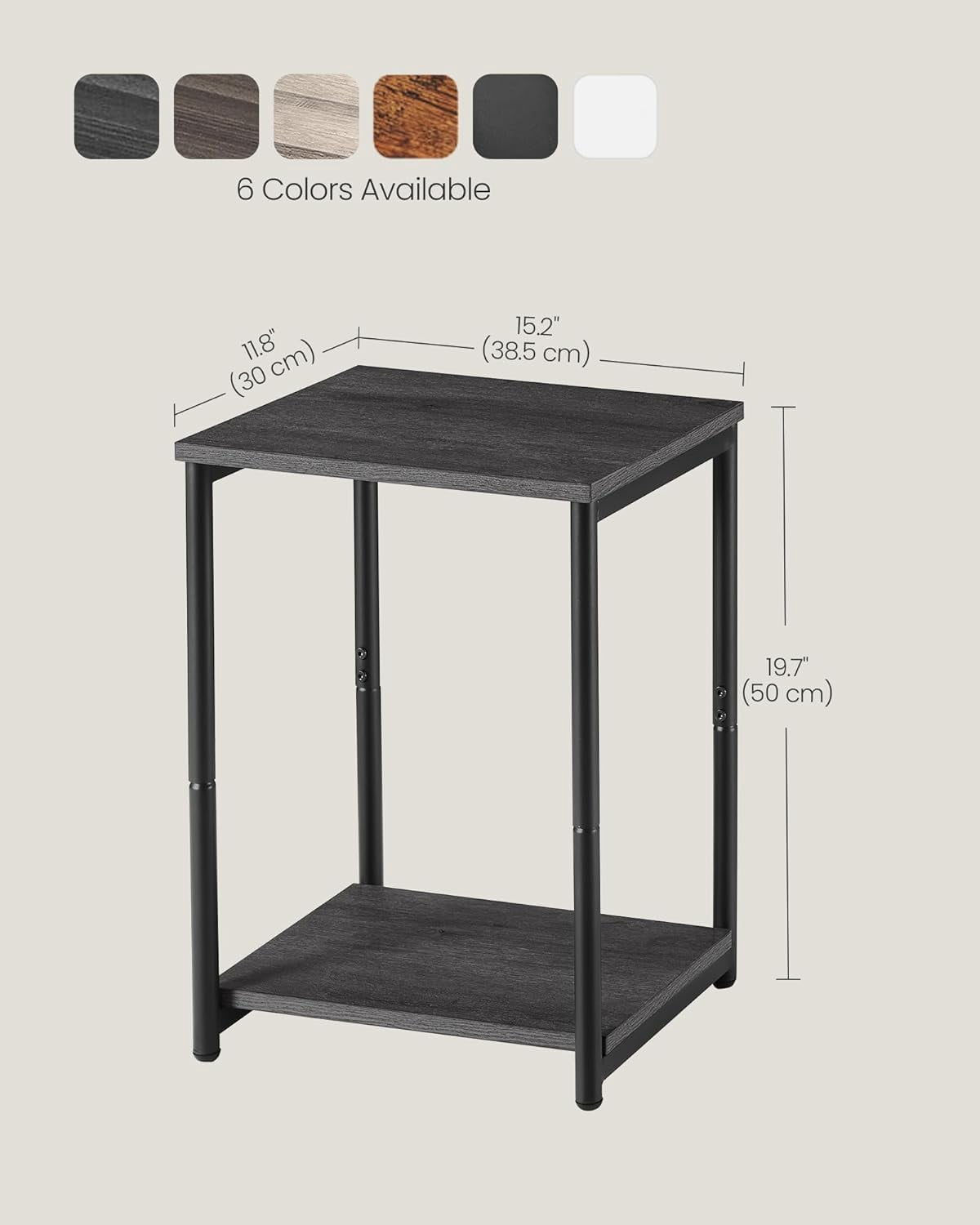 Side Tables Set of 2 Small End Table Nightstand for Living Room Bedroom Rectangle Misty Gray and Classic Black