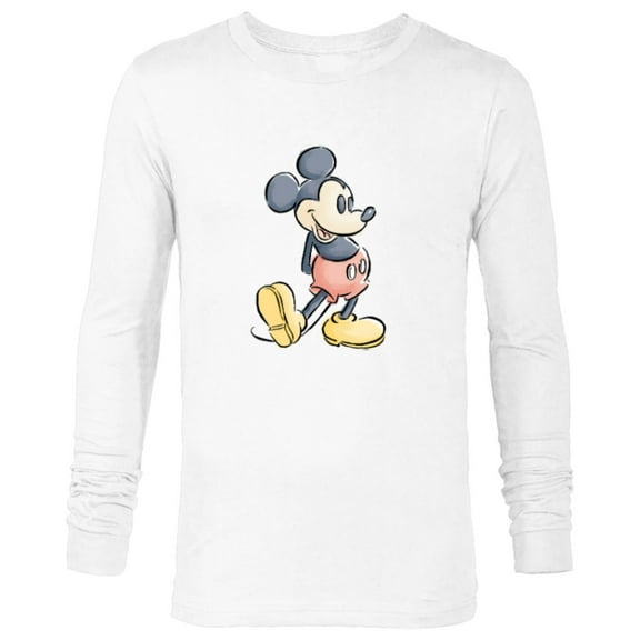Disney Mickey Mouse Classic Pose Watercolor - Long Sleeve T-Shirt for Men - Customized-White