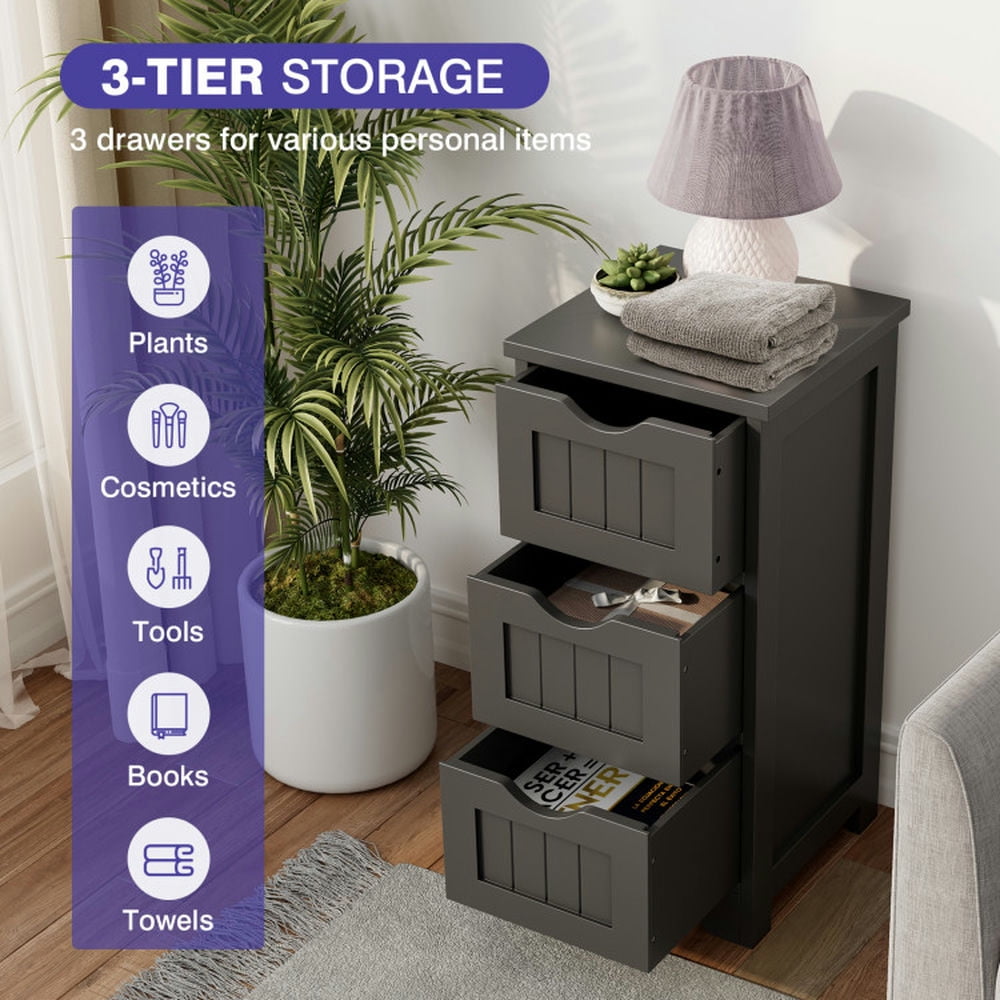Finihen Bathroom Storage Cabinet, Bathroom Floor Cabinet, Bathroom Floor Freestanding Storage Organizer with 3 Drawers, for Bathroom, Living Room, Bedroom, Kitchen, Black Finihen Bathroom Storage Cabinet, Bathroom Floor Cabinet, Bathroom Floor Freestanding Storage Organizer with 3 Drawers, for Bathroom, Living Room, Bedroom, Kitchen, Black
