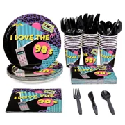 144 Pc I Love the 90s Theme Party Supplies Retro 1990s Disposable Dinnerware