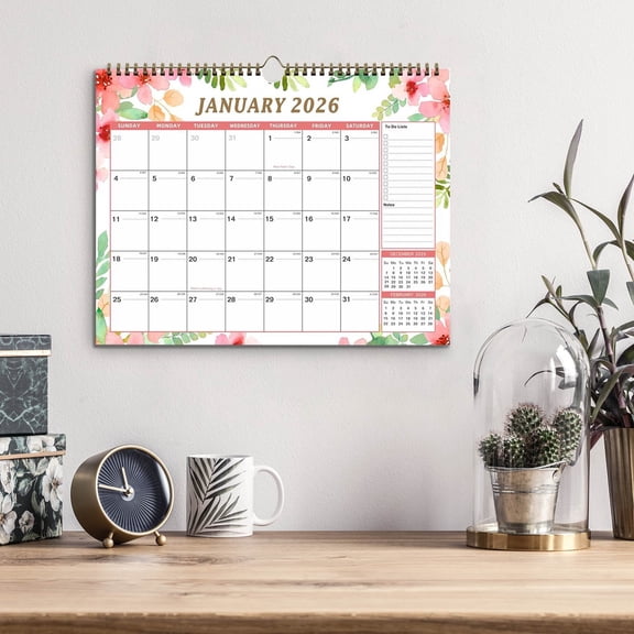2026-2027 Watercolor Art Calendar with Twin Binding Hook - 18-Month Planner (Jan 2026-Jun 2027) for Wall or Desk, Pre-Marked Holidays, Perfect for Academic, Family, and Office Organization